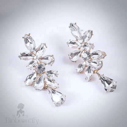 Salma Rhinestone Bridal Earrings In Silver And Gold