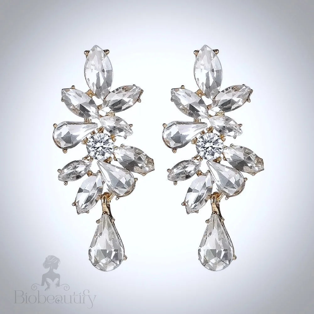 Salma Rhinestone Bridal Earrings In Silver And Gold