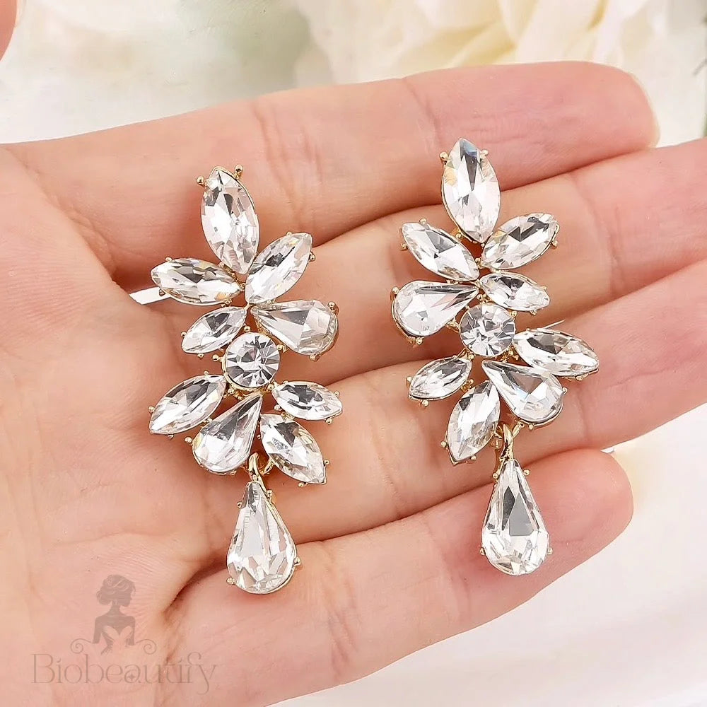 Salma Rhinestone Bridal Earrings In Silver And Gold