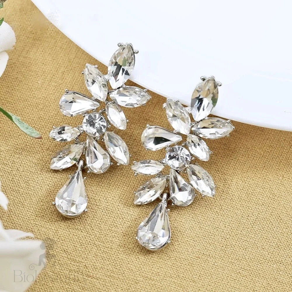 Salma Rhinestone Bridal Earrings In Silver And Gold