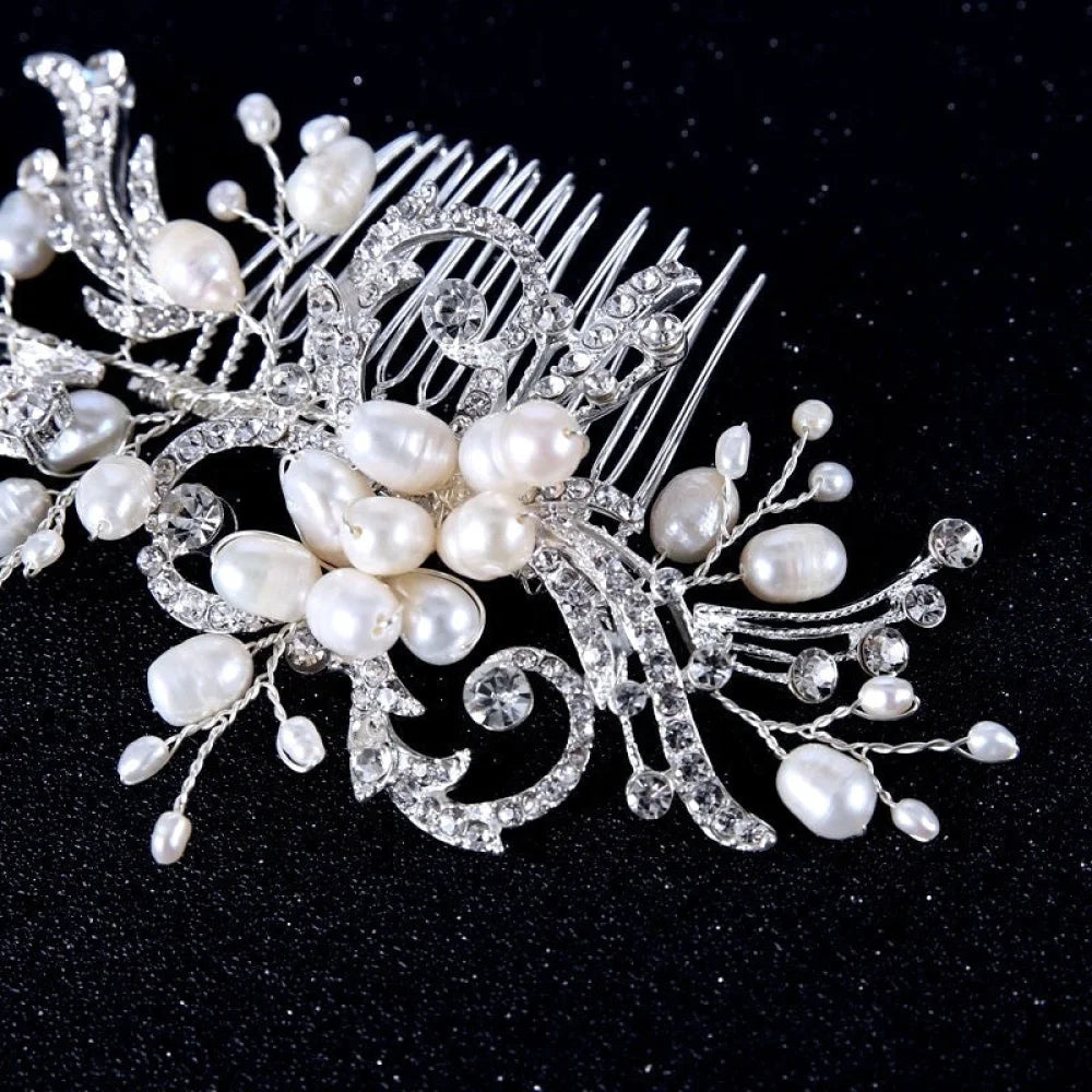 Samantha Pearl Crystal Bridal Hair Comb Silver Gold Options