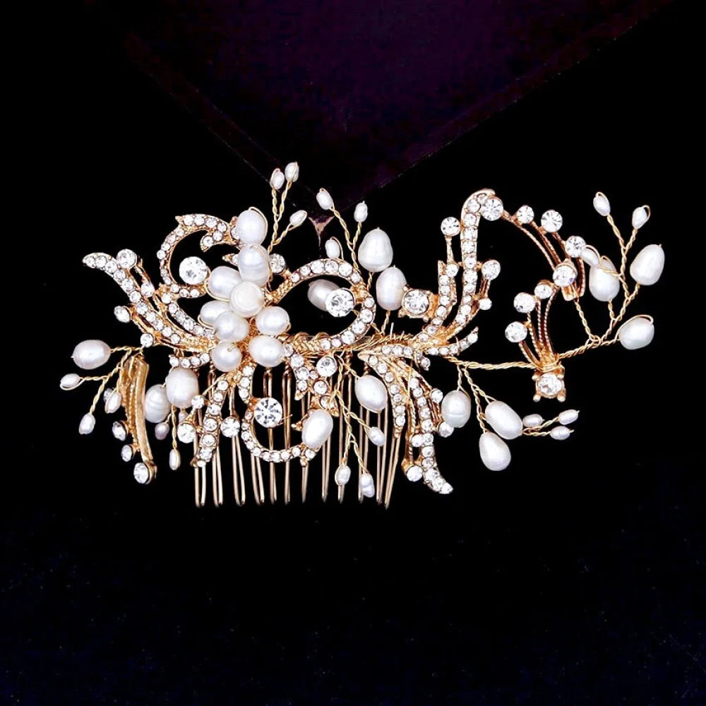 Samantha Pearl Crystal Bridal Hair Comb Silver Gold Options