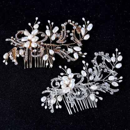 Samantha Pearl Crystal Bridal Hair Comb Silver Gold Options