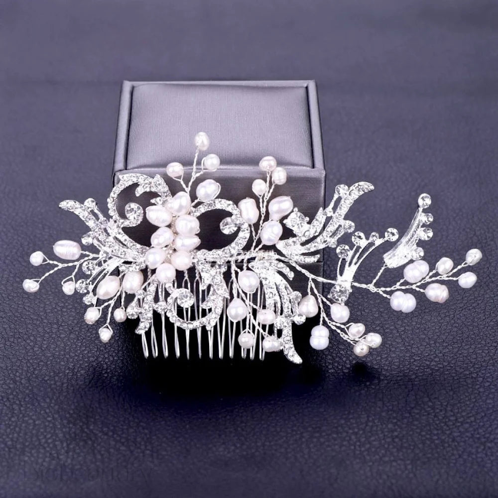 Samantha Pearl Crystal Bridal Hair Comb Silver Gold Options