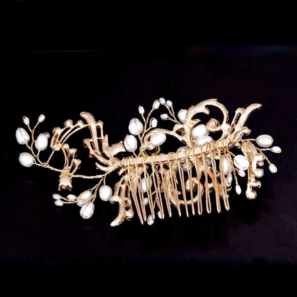 Samantha Pearl Crystal Bridal Hair Comb Silver Gold Options