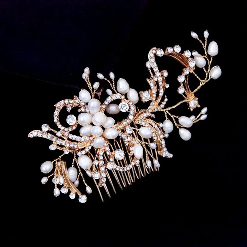 Samantha - Pearl and Crystal Bridal Hair Comb - Available in Silver and Gold