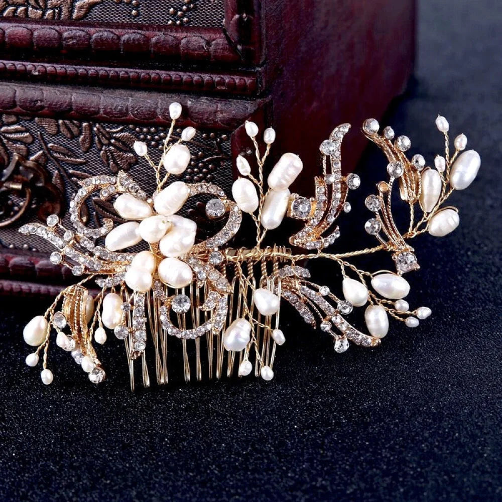 Samantha Pearl Crystal Bridal Hair Comb Silver Gold Options