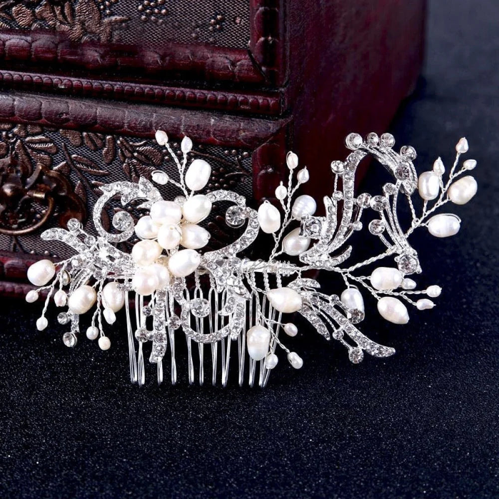 Samantha Pearl Crystal Bridal Hair Comb Silver Gold Options