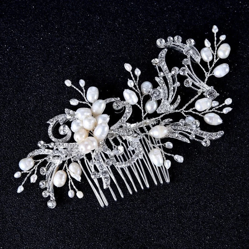 Samantha Pearl Crystal Bridal Hair Comb Silver Gold Options