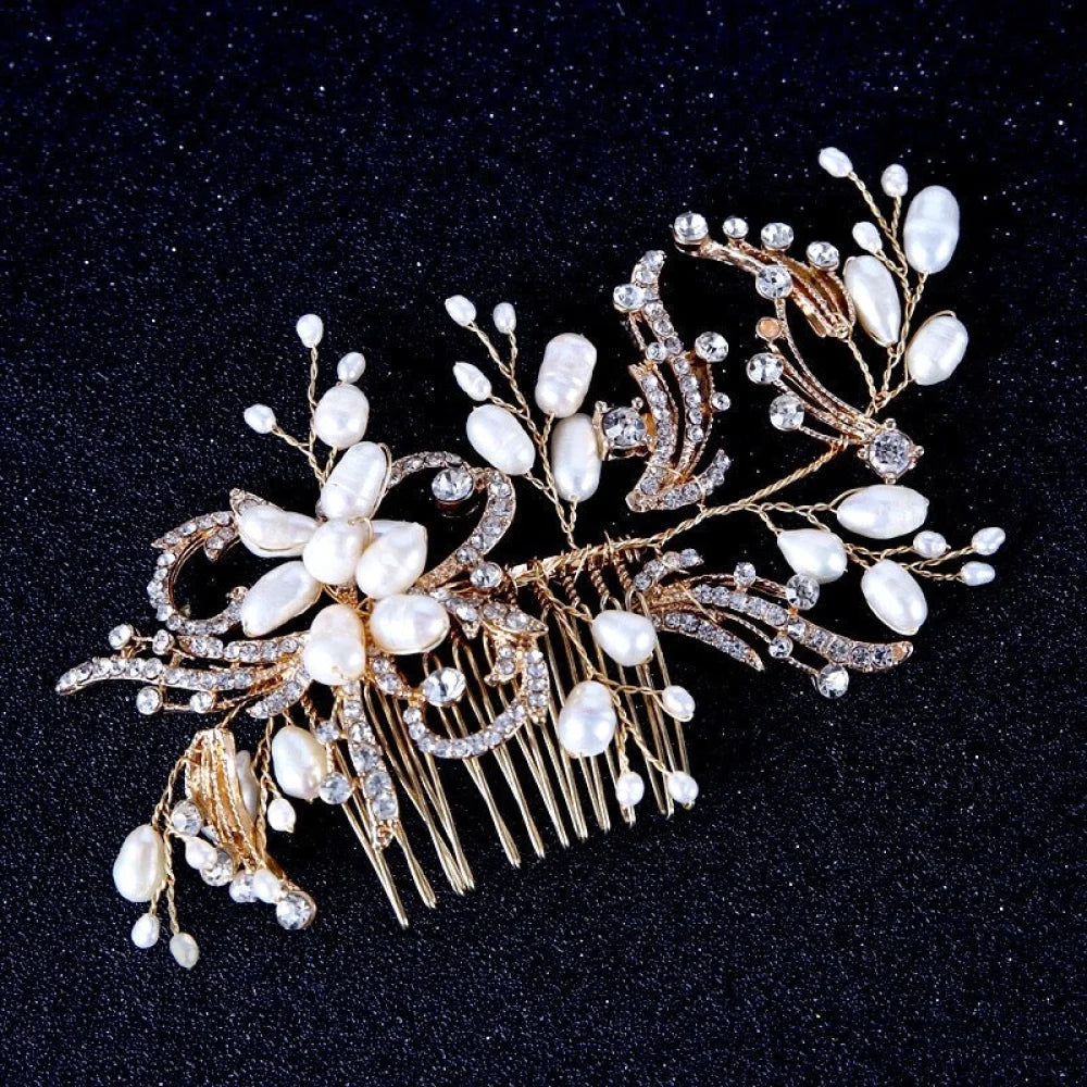 Samantha Pearl Crystal Bridal Hair Comb Silver Gold Options