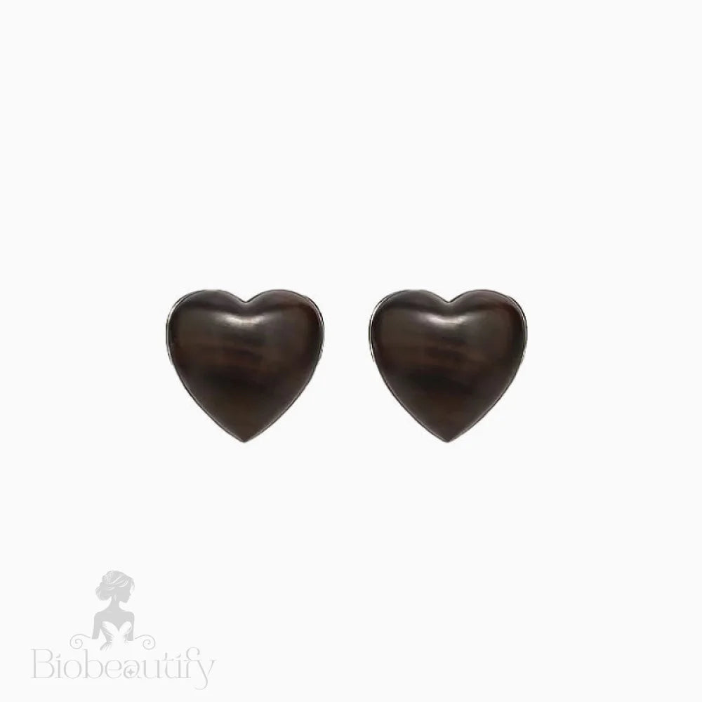 Sandalwood Heart Earrings In Rhodium Plated Finish Brown / One Size