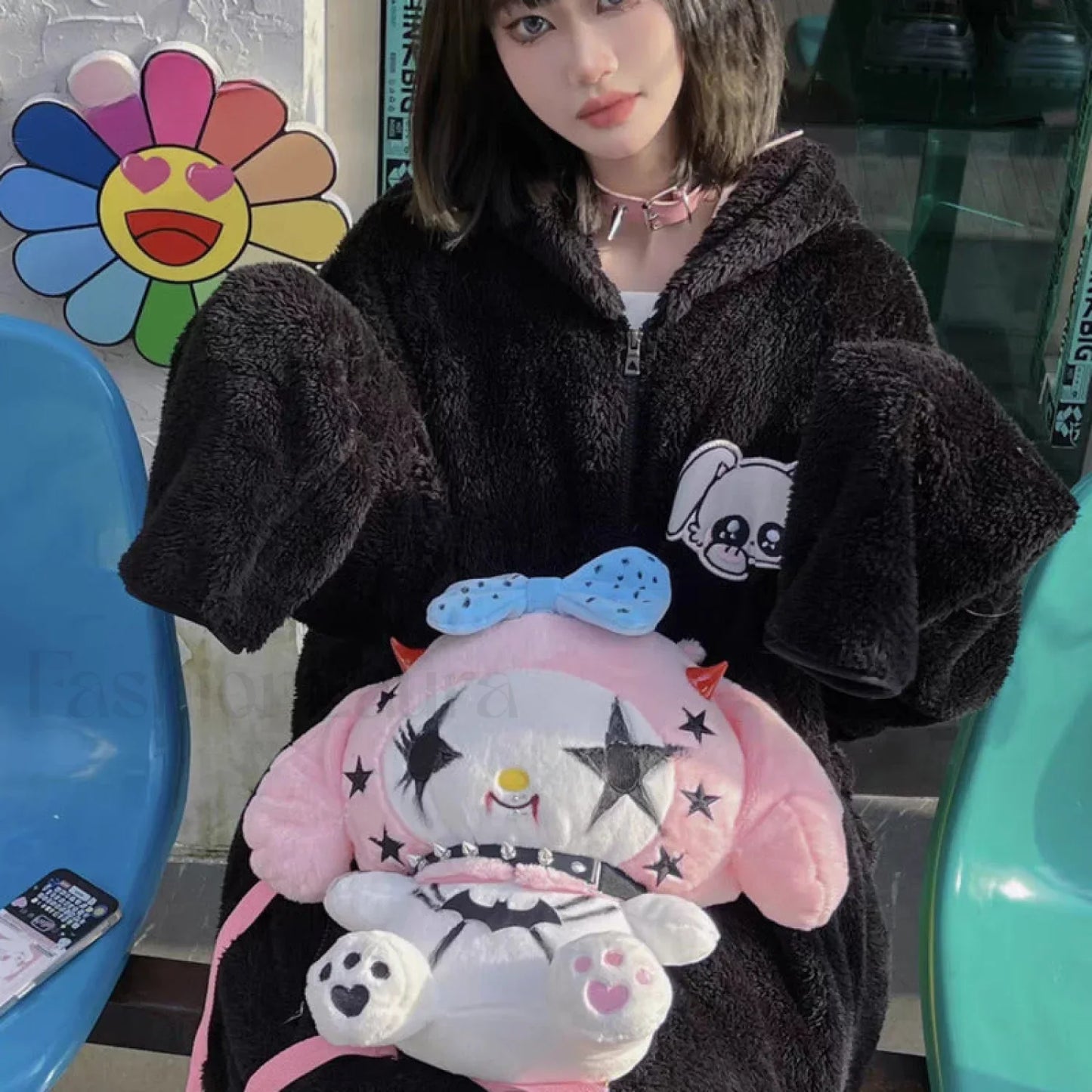 Sanrio Kuromi Dark Y2K Street Gothic Spicy Girl Plush Punk Funny Bag