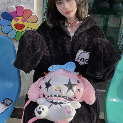 Sanrio Kuromi Dark Y2K Street Gothic Spicy Girl Plush Punk Funny Bag