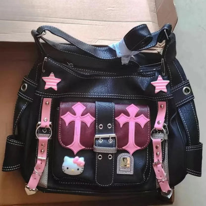 Sanrio Trend Cross Pink Chains Punk Gothic Vintage Bag hello kitty