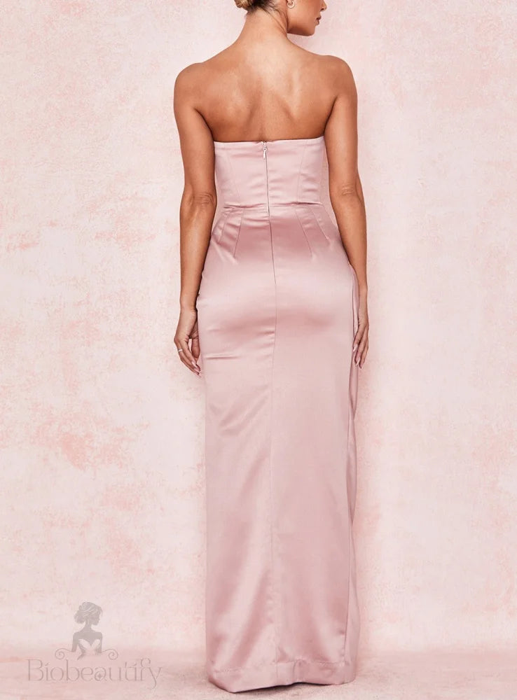 Satin Gown With Side Split