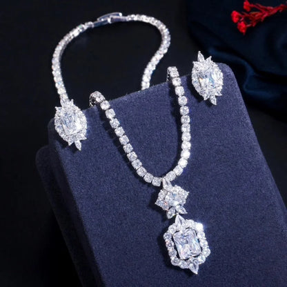 Savannah Silver Bridal Jewelry Set With Cubic Zirconia