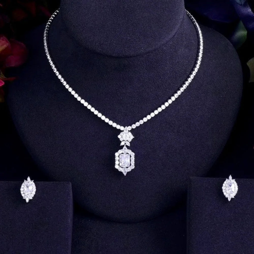 Savannah Silver Bridal Jewelry Set With Cubic Zirconia