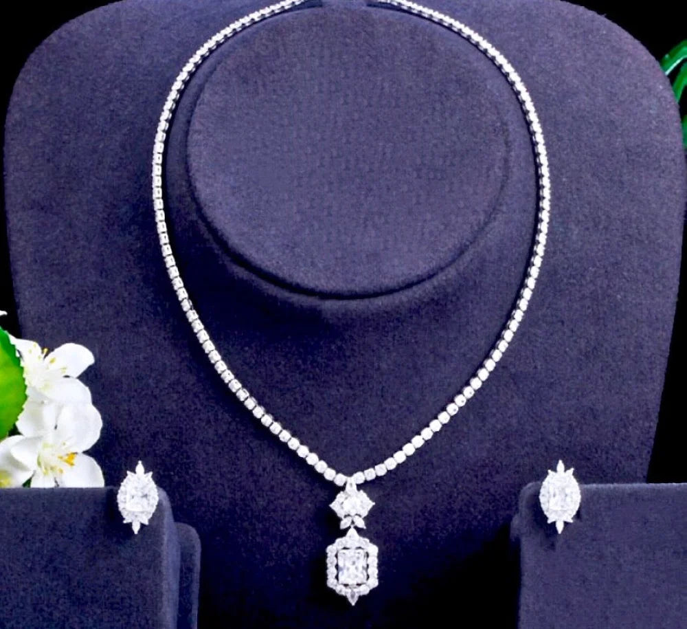 Savannah Silver Bridal Jewelry Set With Cubic Zirconia