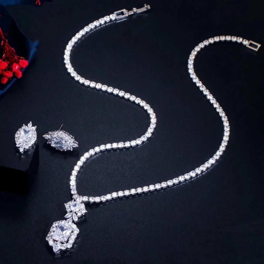 Savannah Silver Bridal Jewelry Set With Cubic Zirconia