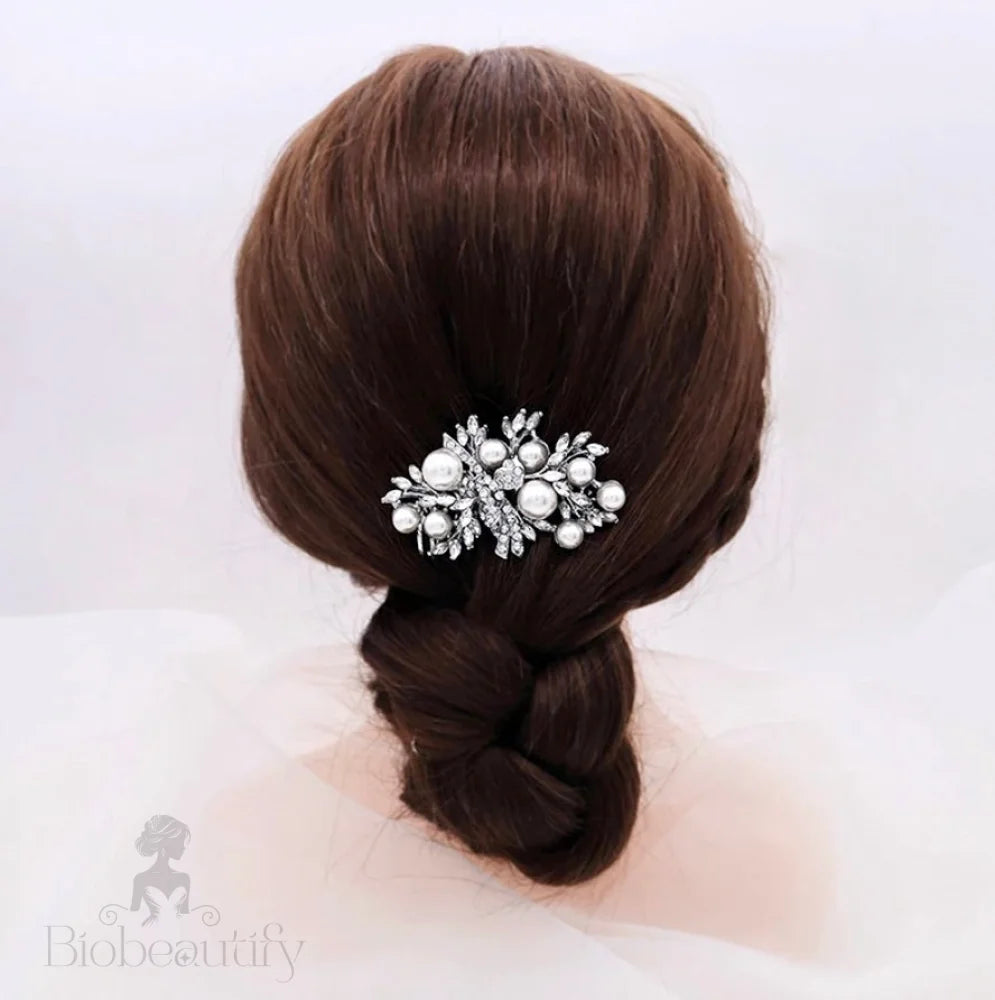 Sawyer Silver Pearl And Crystal Bridal Hair Piece