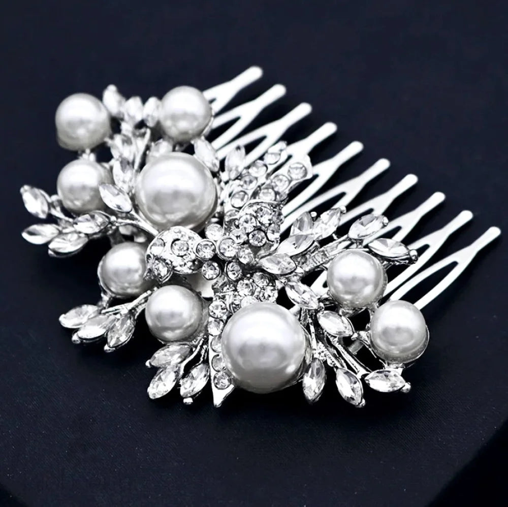 Sawyer Silver Pearl And Crystal Bridal Hair Piece