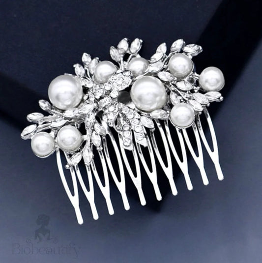 Sawyer Silver Pearl And Crystal Bridal Hair Piece