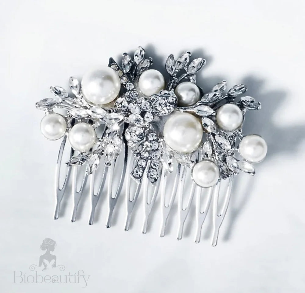 Sawyer Silver Pearl And Crystal Bridal Hair Piece