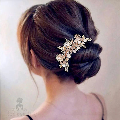 Selima Gold Crystal Wedding Hair Clip