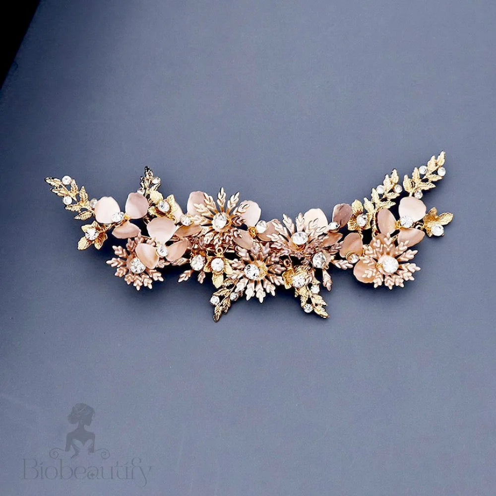 Selima Gold Crystal Wedding Hair Clip