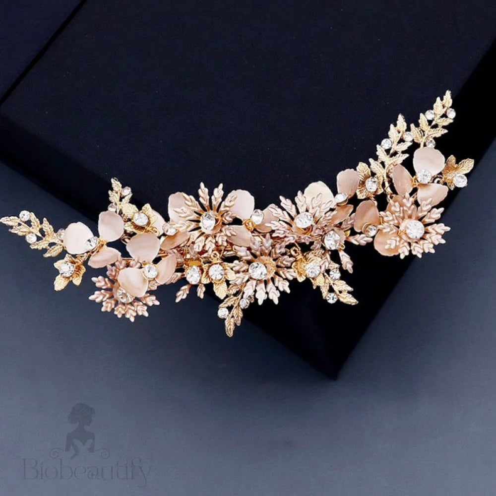 Selima Gold Crystal Wedding Hair Clip