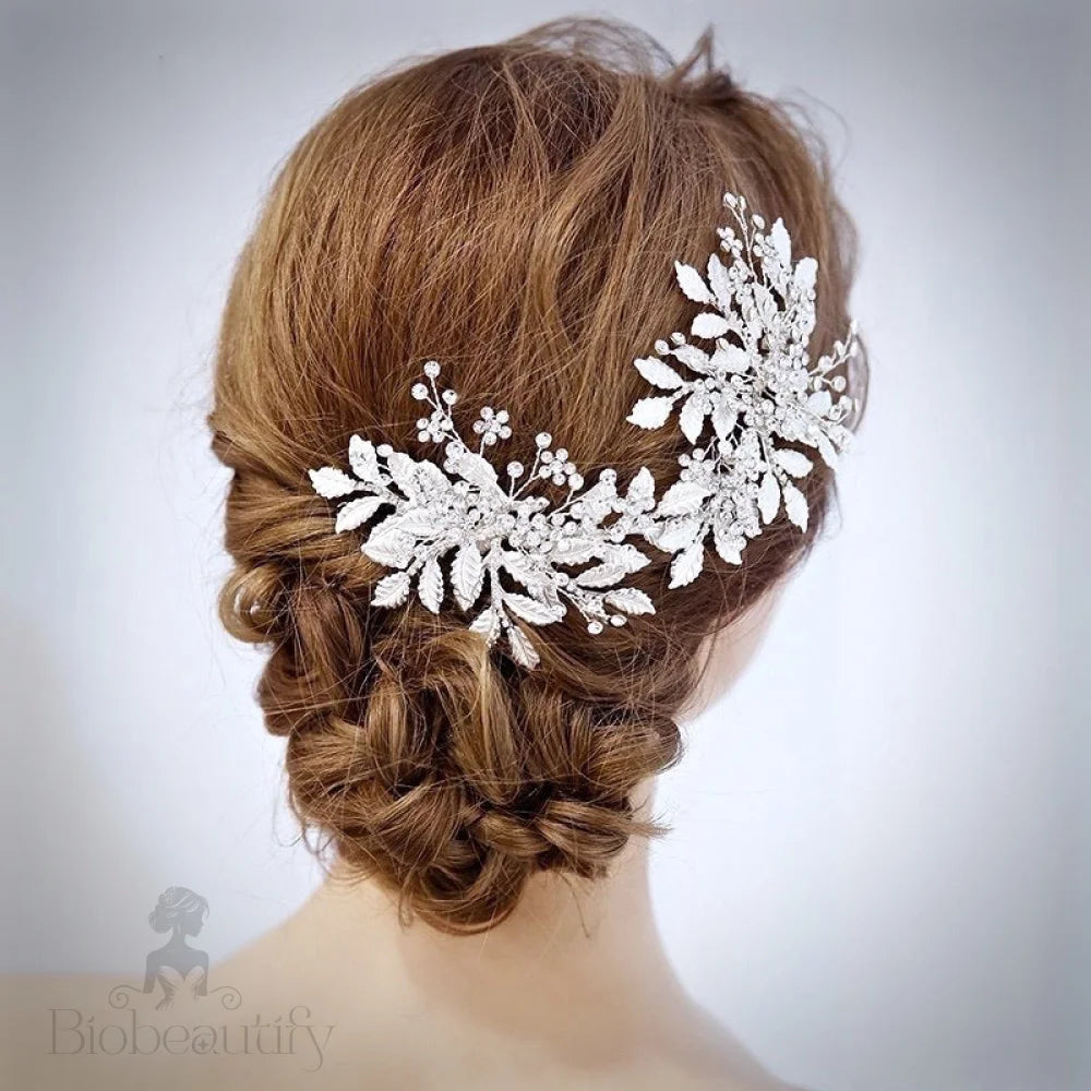 Selina Silver Crystal Bridal Headpiece