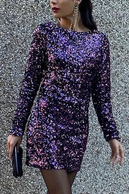 Sequin Backless Mini Dress