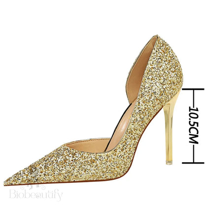 Sequin Cloth Gold Silver Woman Pumps For Wedding With Sexy High Heels