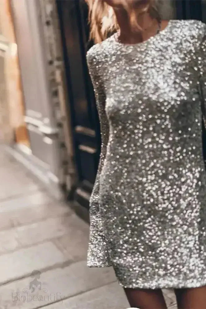 Sequin Mini Dress With Backless Design