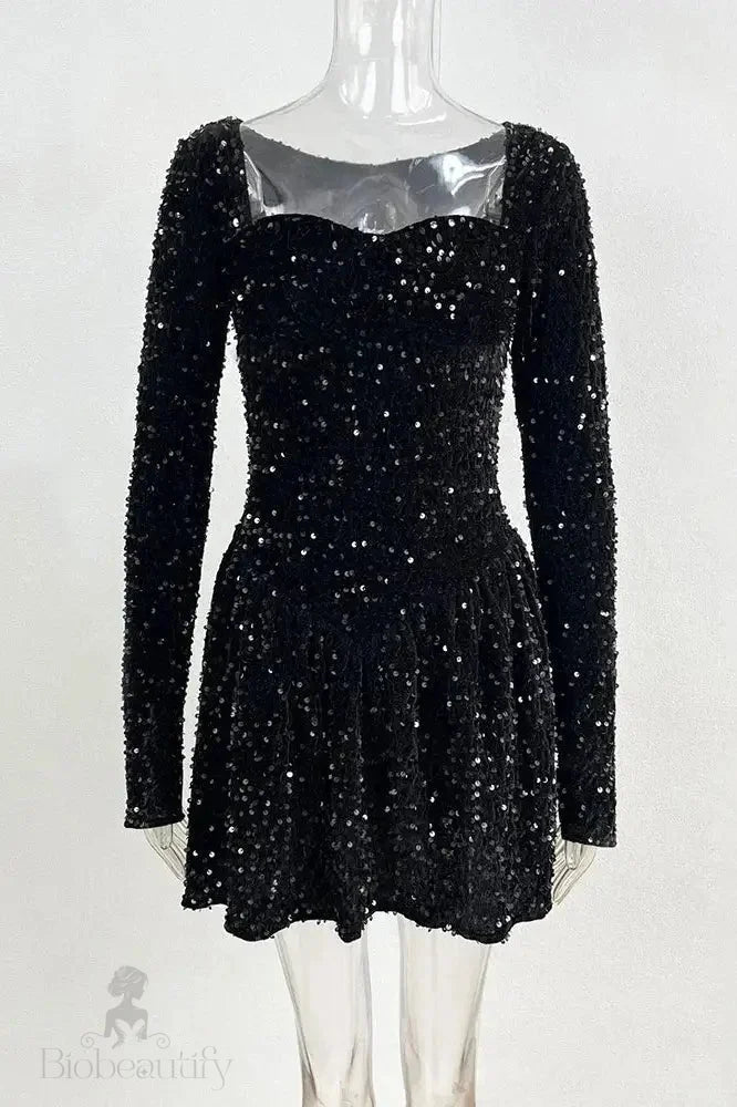 Sequin Patchwork Mini Dress