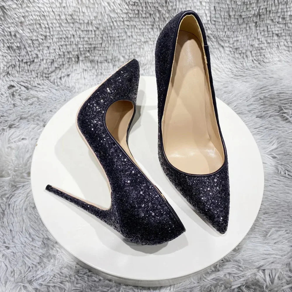 Sequined Pointy Toe High Heel Shoes For Women