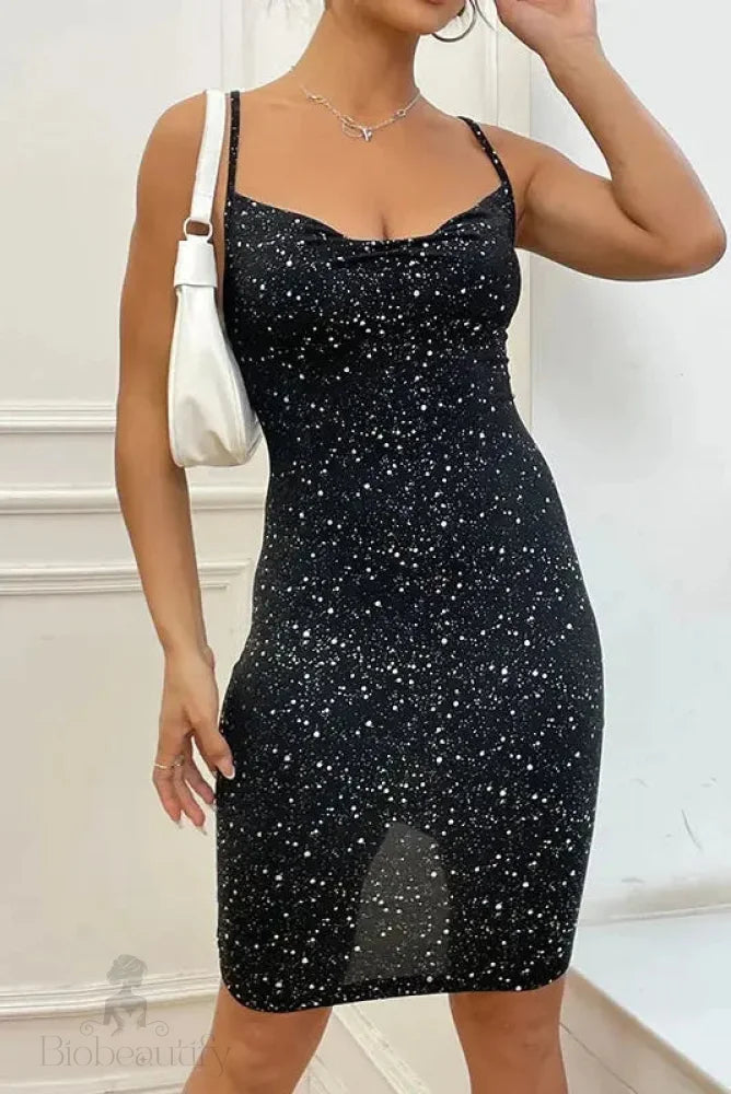 Sequins Mini Dress With Hip Wrap