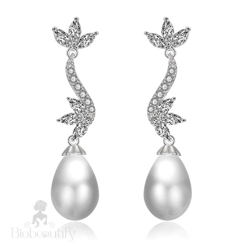 Serena Pearl And Cz Bridal Earrings