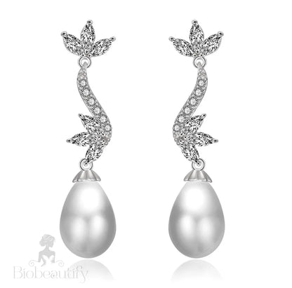 Serena Pearl And Cz Bridal Earrings