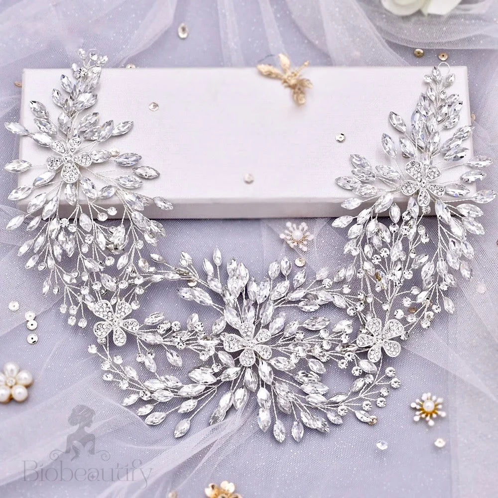 Serenade Silver Crystal Wedding Hairpiece