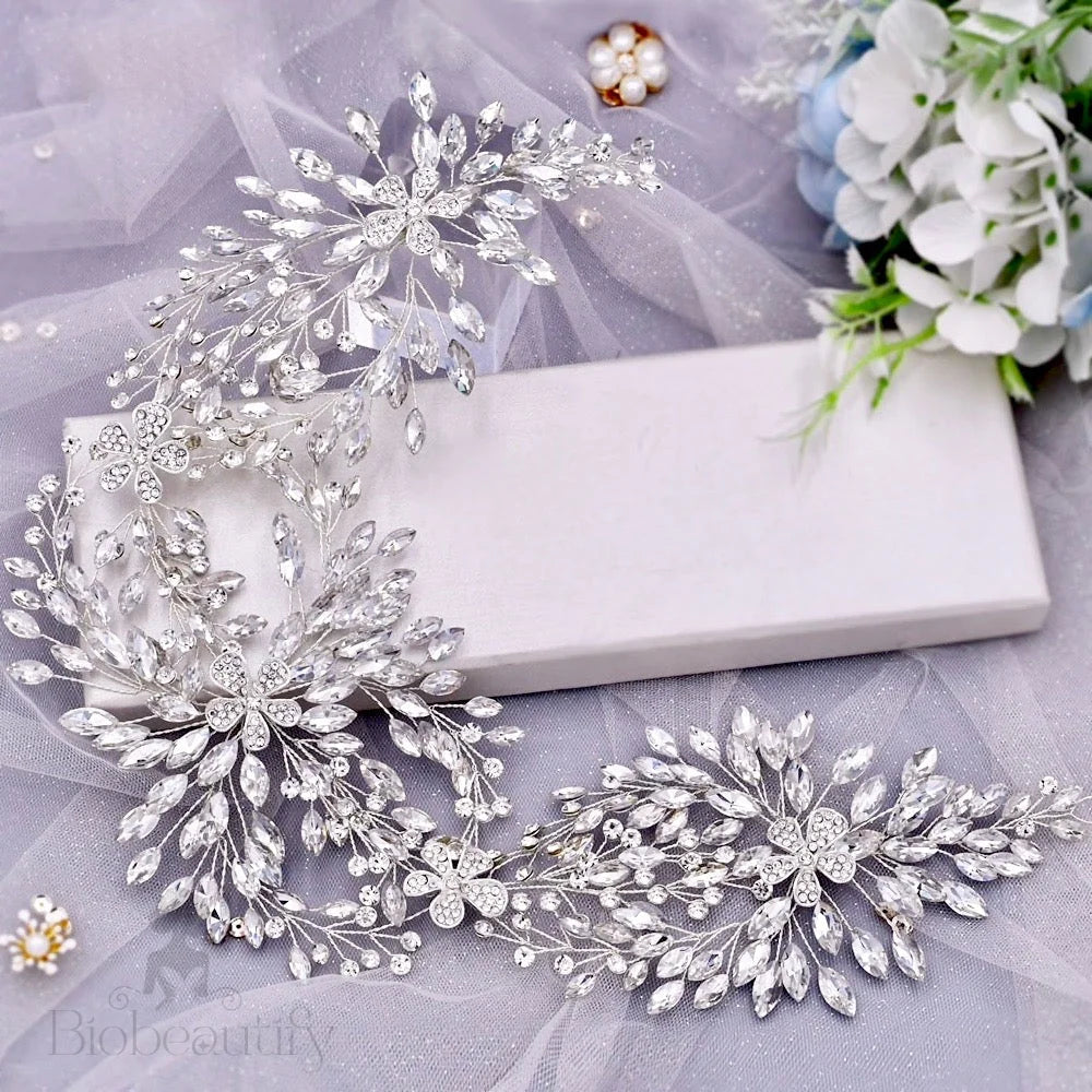 Serenade Silver Crystal Wedding Hairpiece