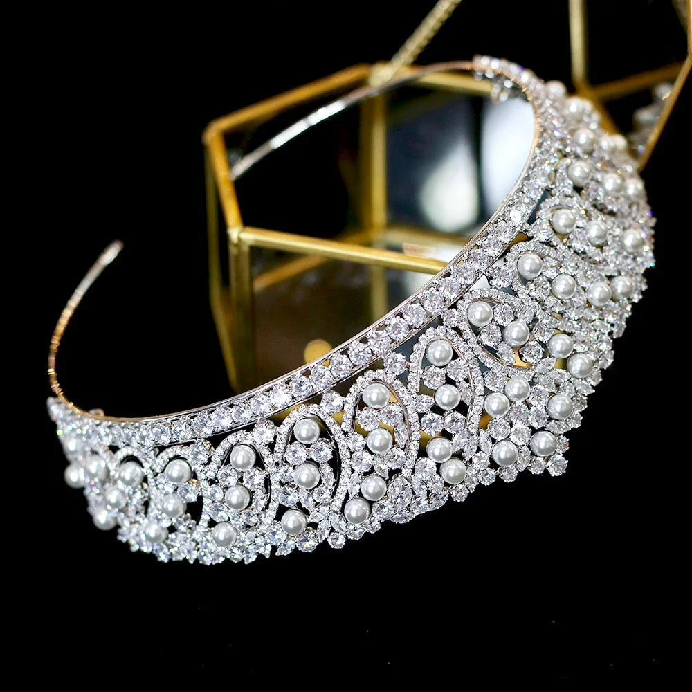 Serenity Silver Pearl And Zirconia Bridal Tiara