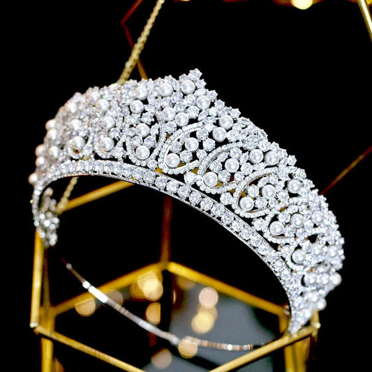 Serenity Silver Pearl And Zirconia Bridal Tiara