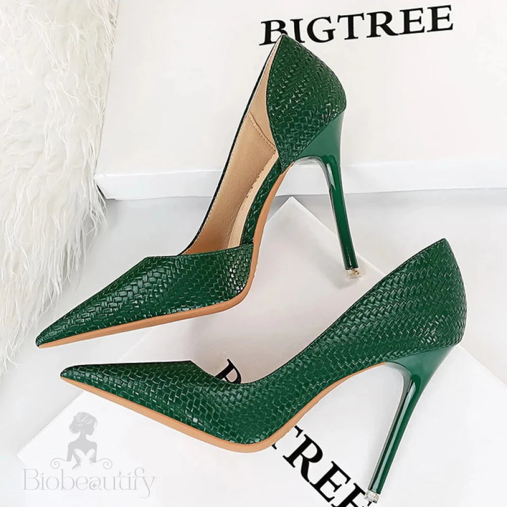 Serpentine Woman Pumps With Metal Stiletto High Heels