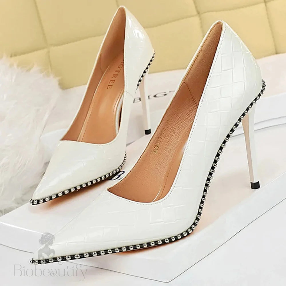 Sexy Party Rivet Woman Pumps - High Heels Stiletto In Pu Leather