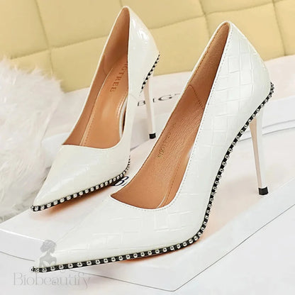 Sexy Party Rivet Woman Pumps - High Heels Stiletto In Pu Leather