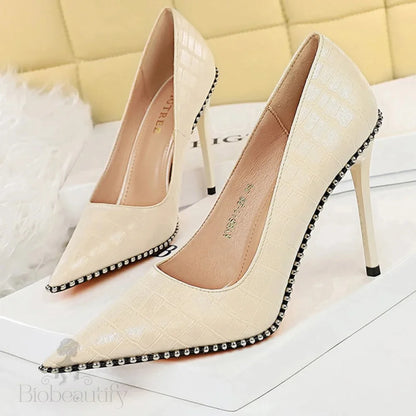 Sexy Party Rivet Woman Pumps - High Heels Stiletto In Pu Leather