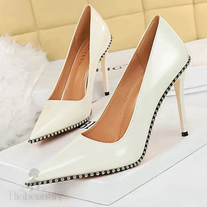 Sexy Party Rivet Woman Pumps - High Heels Stiletto In Pu Leather