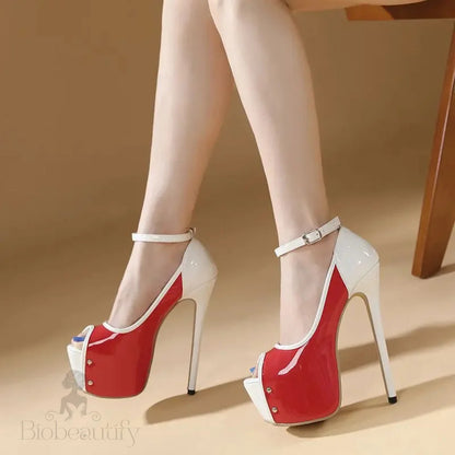 Sexy Peep Toe Extreme High Heel Platform Pumps