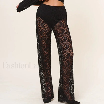Sexy Sheer Lace Transparent Pants for Halloween Black / S
